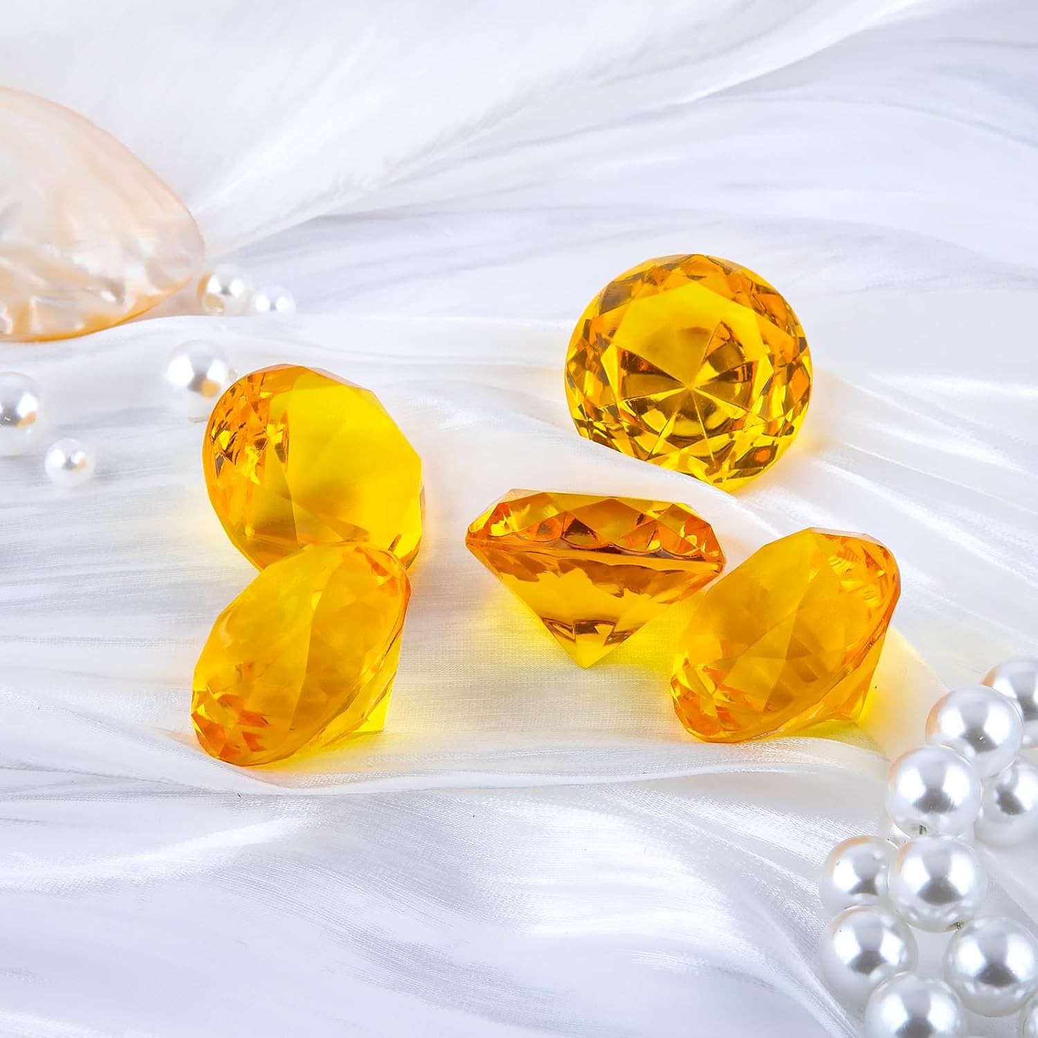 Niceup 26PCS Orange Fake Diamonds Big Gem Toys, 1.5in Pool Diving Gems Acrylic Plastic Gemstones for Kids, Party Décor Jewels Treasure Hunt Hiding Sensory Bin Filler Toys Craft Supplies