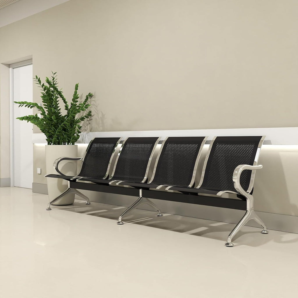 Kinfant Waiting Room Chairs - Whole 4-Seat Connect Reception Chairs Waiting Room Chairs with Arms & Stainless Steel Frame, Waiting Room Bench Lobby Chair for Office Airport Bank Hospital