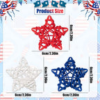 18pcs 4th of July Patriotic Star Rattan Decoration, Red Blue White Stars for 4th of July Independence Day Home Decor DIY Craft Vase Bowl Filler Table Decoration