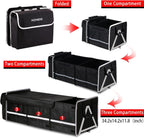 Homeve Car Trunk Organizer for SUV, 25Gal Large Capacity No-Sag Heavy Duty, Foldable Waterproof Anti-Slip Storage with 12 Pockets, Fit Sedan,Truck,Universal Car Accessories, Black, 3 Compart, Large