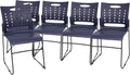 Flash Furniture HERCULES Series 881 lb. Capacity Navy Sled Base Stack Chairs with Air-Vent Back, Set of 5