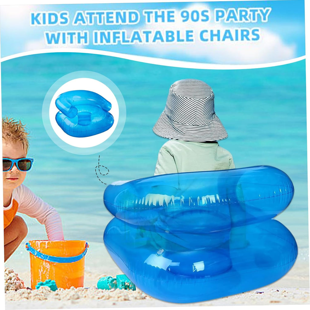 2PCS Kids Inflatable Pool Chairs, Waterproof PVC Blow Up Chairs with 2 Air Vents, Portable Air Couches for Learning, Camping, Beach Party, Blue