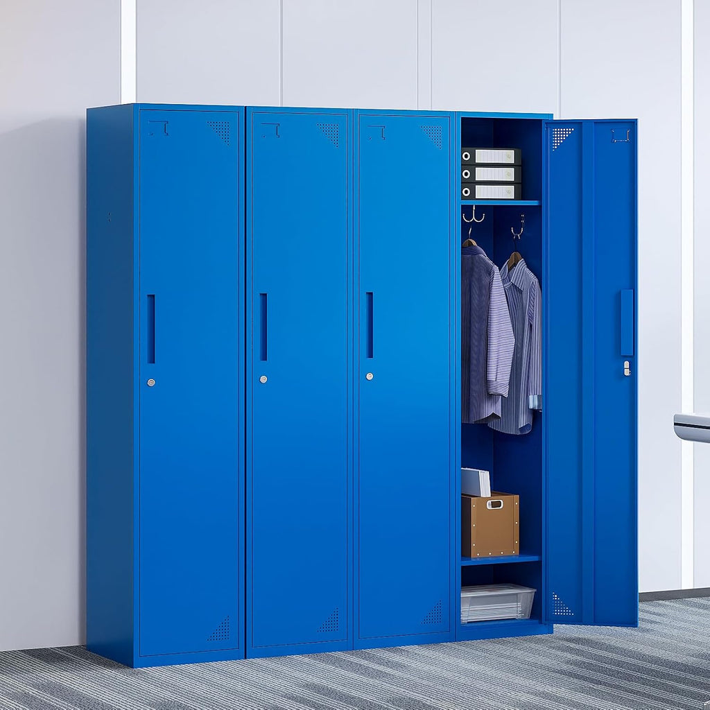 Yizosh Metal Locker with 1 Doors, Tall Steel Storage Lockers for Employees - 71" Locker Storage Cabinets for School, Gym, Home, Office, Garage (Blue)