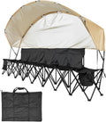 Lightweight 6-Person Folding Bench with Storage Pockets, Cup Holders, Sunshade and Carrying Bag for Soccer, Baseball, Camping