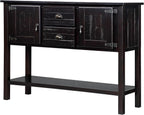 Knocbel Farmhouse 48 Inches Long Console Table for Entryway, Entry Hallway Foyer Wooden Cabinet Buffet Sideboard with 2 Storage Drawers, 2 Doors and Lower Shelf (Espresso)