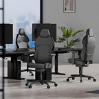 ThunderX3 Solo 360 Gaming Chair, for Adults Ergonomic Office Chair, High Back Desk Chair, Synchronous Tilt, 360-degree Adjustable Armrest, Adjustable Car Headrest, Leather, Modern Black