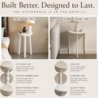 LitaEther 19.5" Wooden Bobbin Leg Side Table - Half Round Table - Wooden Accent Stool- Half Moon Tripod Table for Bedroom, Hallway, Living Room, Sofa Side (White,1pcs)