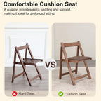 Folding Dining Chairs with Cushion, Padded Folding Chairs Lightweight, Modern Folding Patio Chairs, Wooden Dining Chairs, Foldable Chairs Set of 2 for Picnic, Camping, Office, Party, Walnut