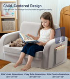 little dove 3-in-1 Extra Wide Convertible Kids Couch, Flip Open Kid Sofa, Machine-Washable Kid Couch for Girls, Kids Sofa for Fun Playtime, Gray