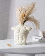 Ceramic Body Art Vase, Minimalist Male Torso Sculpture Bud Vase for Aesthetic Nordic Modern Home Decor, Creative Table Centerpiece for Bookshelf, Living Room, Office（Cream）