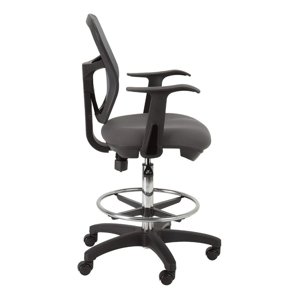 Norwood Commercial Furniture Adjustable-Height Office Mesh Drafting Chair with Chrome Footrest Ring & Optional Arms