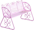 Outdoor Garden Bench with Curved Armrests, 440lbs Load Capacity Waterproof Iron Seating, Ideal for Courtyard Park and Porch(Pink)