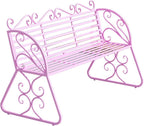 Outdoor Garden Bench with Curved Armrests, 440lbs Load Capacity Waterproof Iron Seating, Ideal for Courtyard Park and Porch(Pink)