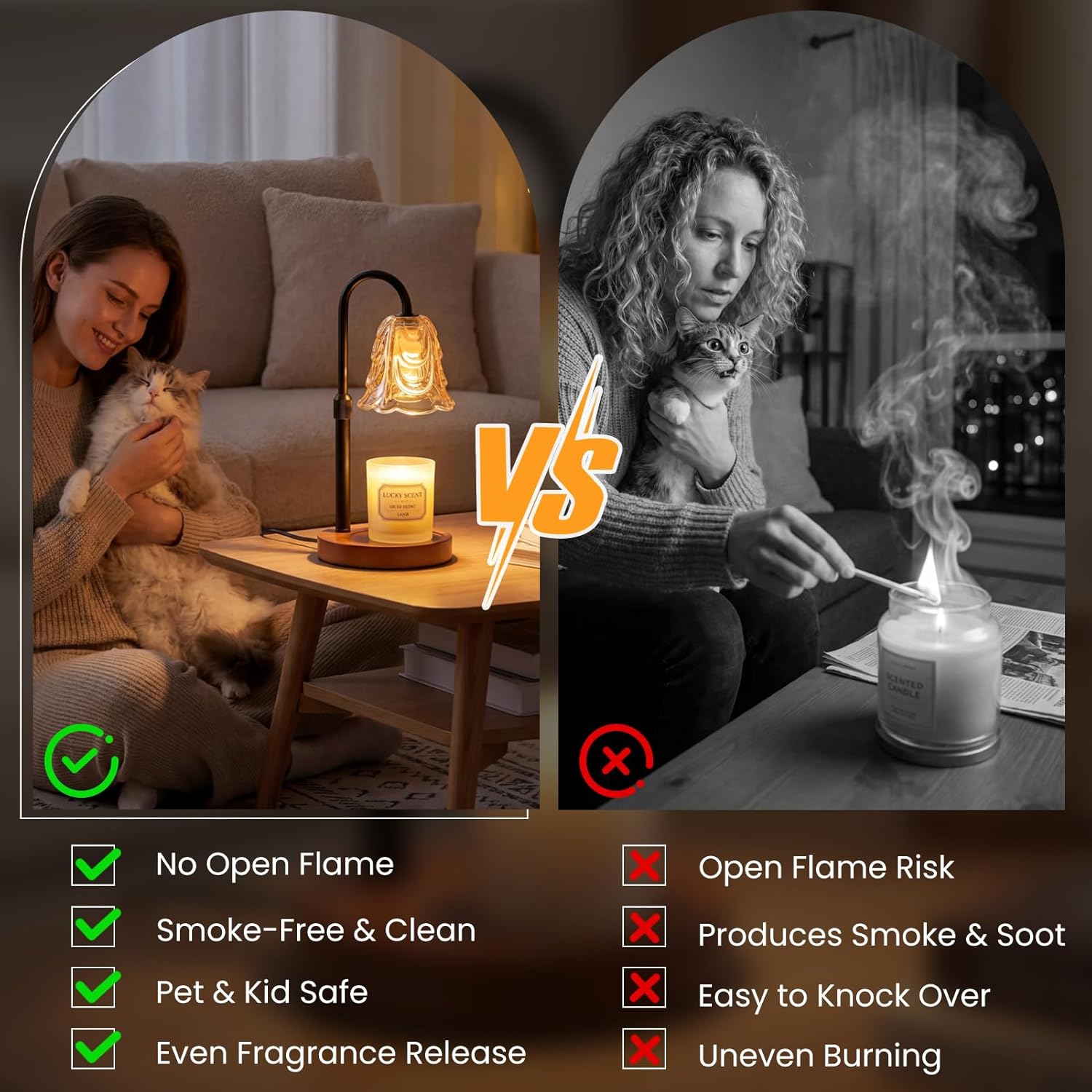 Electric Candle Warmer Lamp with Timer & Dimmable, Adjustable Height Flameless Wax Warmer for Jar Candles, Auto Shut Off, Home Decor for Bedroom Living Room Office, Ideal Gift