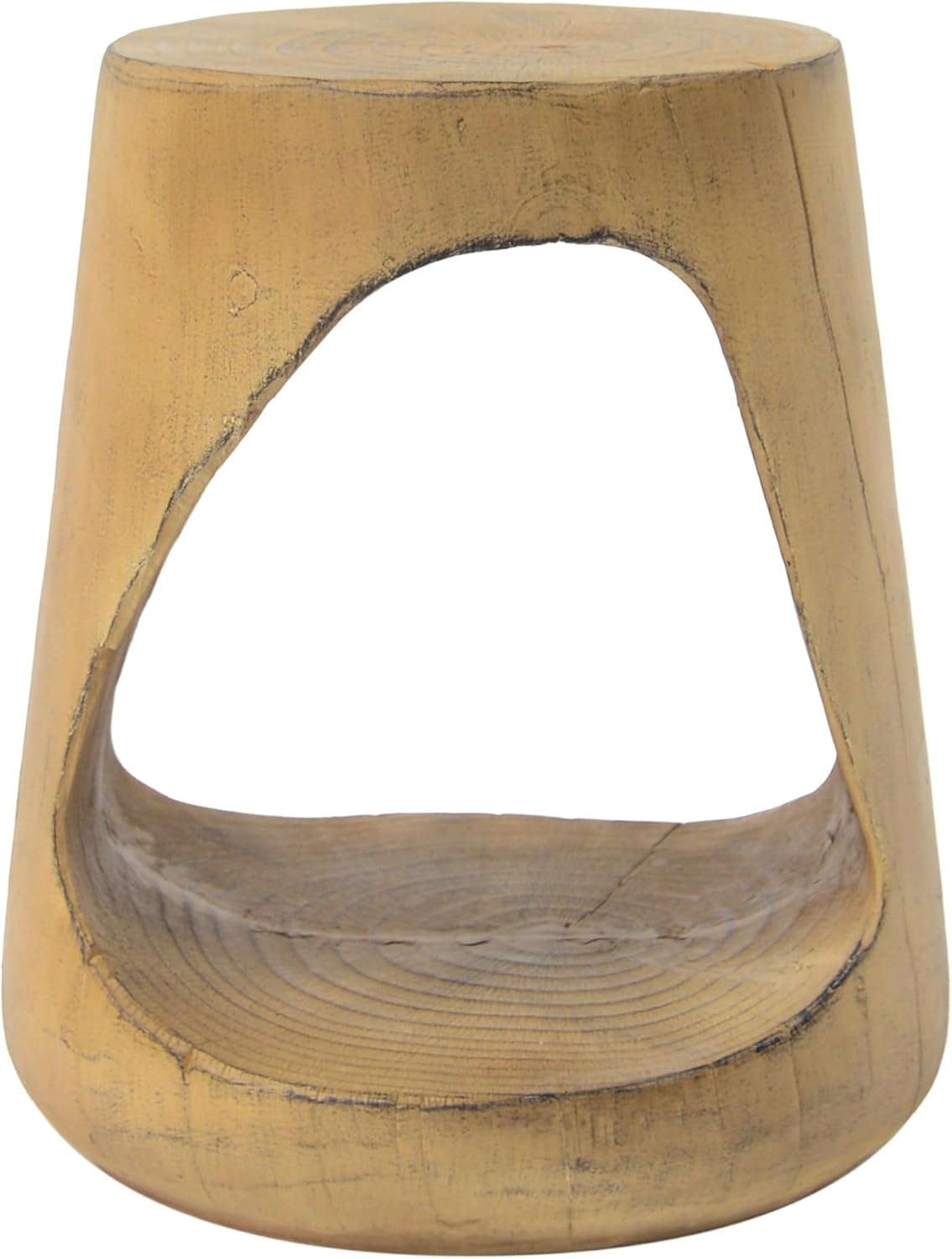 14.5" W Small Hollow Side Table, Wood-Like Texture Accent End Table, Magnesium Oxide (MGO) Finish Round Pedestal Side End Table for Living Room Household Restaurant Homestay - Natrual Oak