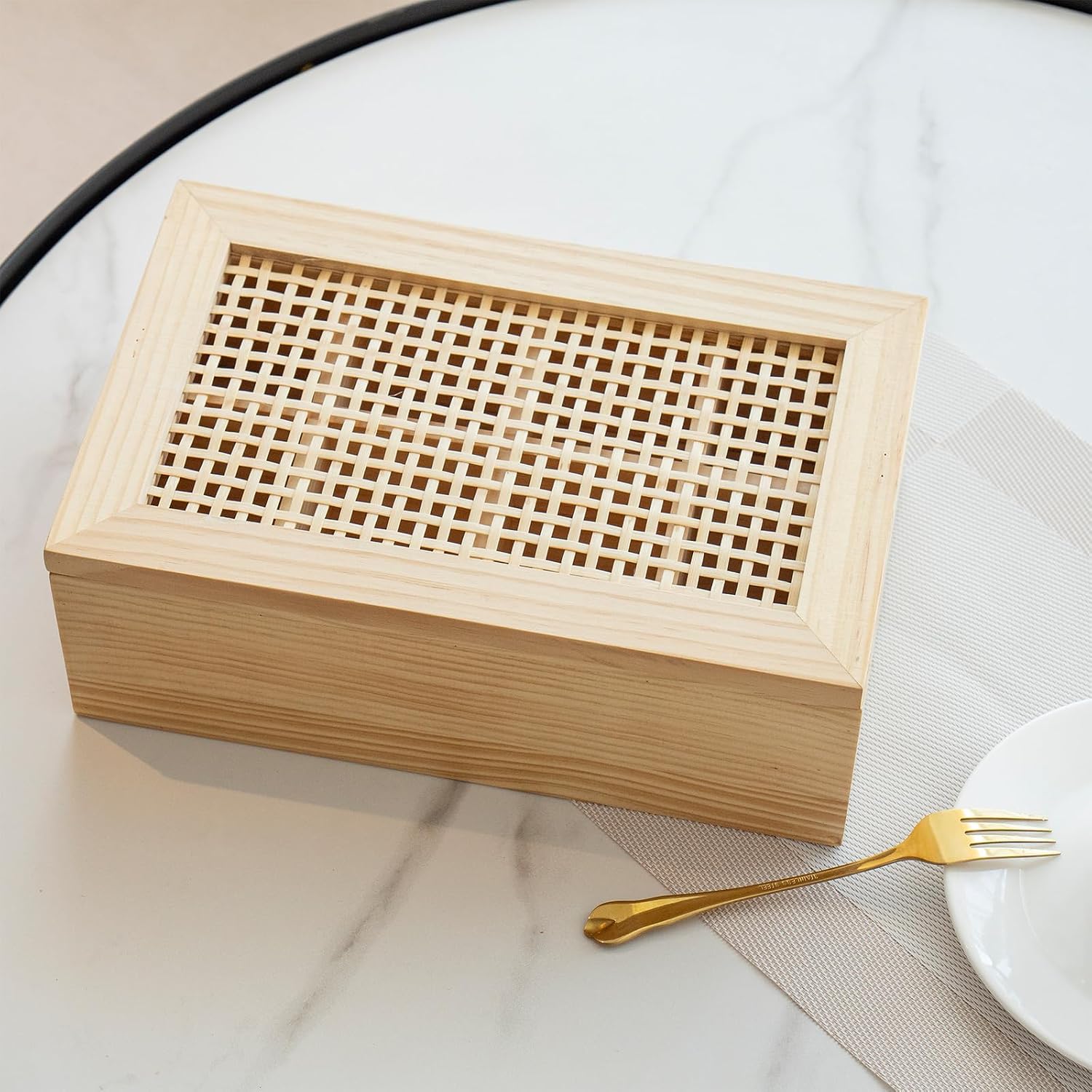 JJSQ Wooden Tea Bag Organizer Box with Lid, 8 Compartment Tea Storage Chest, Tea Caddy Holder Organizer for Countertop, Tea Station and Tea Accessories (Natural)