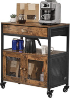 VEVOR Coffee Bar Cabinet, 24 Inch Farmhouse Bar Cabinet with Storage, Movable Coffee Table with Wheels & Mesh Door, Sideboard Buffet for Kitchen, Entryway