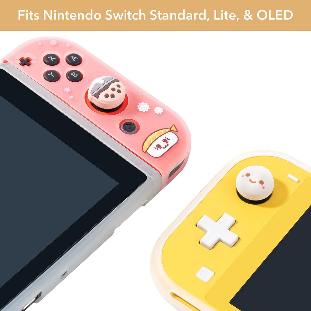 BelugaDesign Boba Dumpling Thumb Grips | Cute Cutecore Food Pork Bun Face Bubble Tea | Kawaii Japanese Button Joystick Cap Cover | Compatible with Nintendo Switch 1 Standard Lite OLED