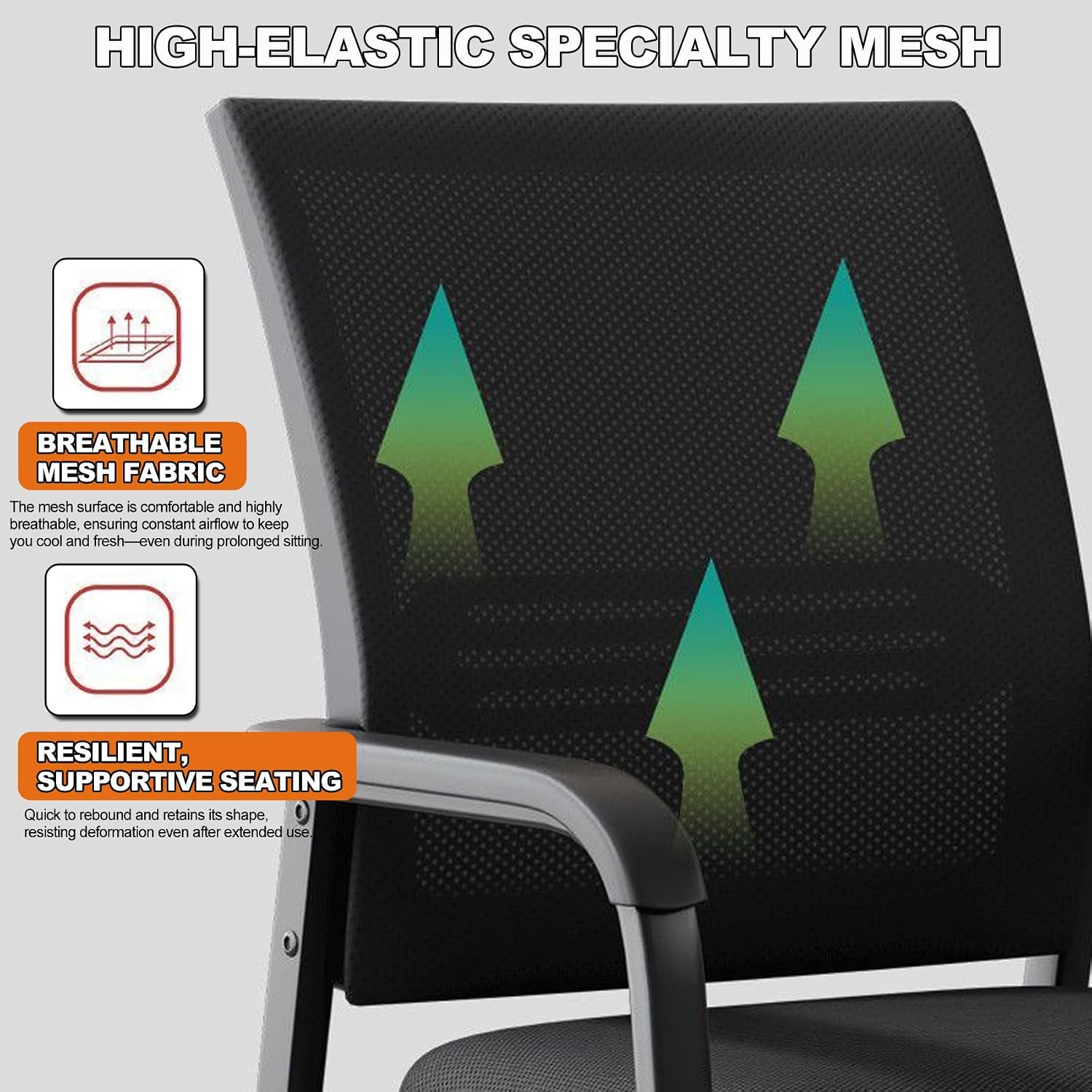 ,Gray,A,Black Stackable Arm Reception Chairs with Mesh Back and Upholstered Fabric Cushion, Sturdy Metal Frame, Easy to Store and Use, Perfect for Indoor and Outdoor Spaces