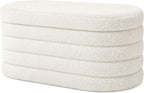 GLAXYFUR Storage Ottoman Bench, 30 Inch Upholstered Entryway Shoe Seat, Blanket Chest for Living Room, Hallway, Sherpa White