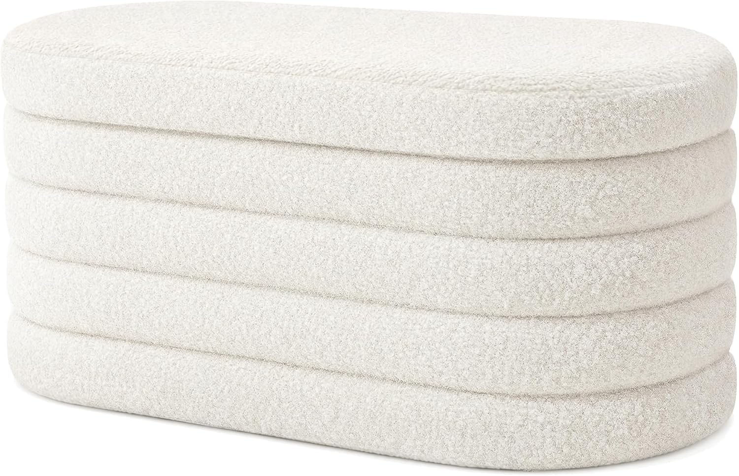 GLAXYFUR Storage Ottoman Bench, 30 Inch Upholstered Entryway Shoe Seat, Blanket Chest for Living Room, Hallway, Sherpa White