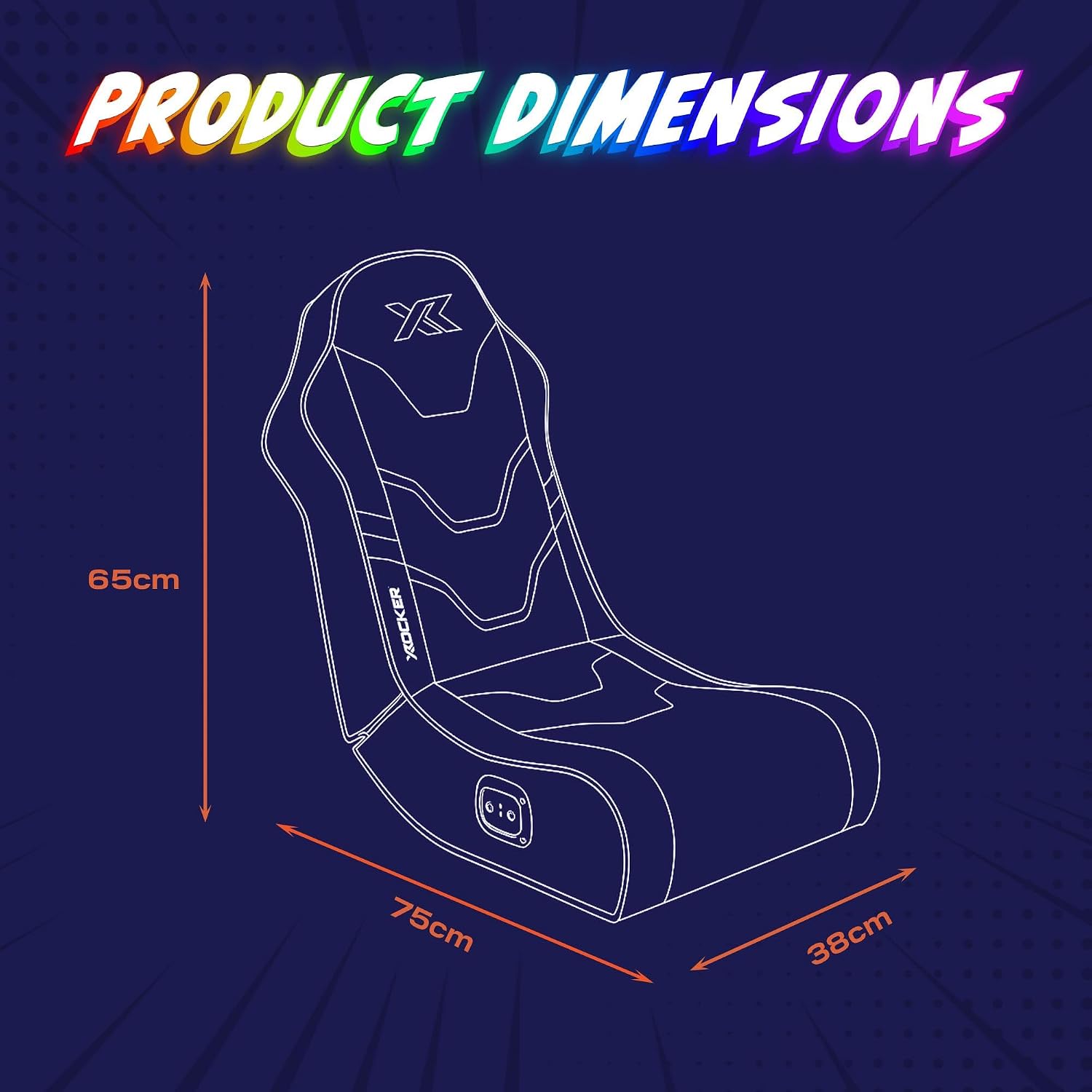 X Rocker Shadow RGB 2.0 Floor Rocker, Audio Console Gaming Chair - Neo Motion™ Sync App Controlled LED Lights, Headrest Speakers, Folding Rocking Base, Wipe-Clean Faux Leather for Kids & Teens - Black