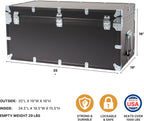 Rhino Trunk & Case XL Indestructo Travel Trunk Luggage With Wheels - 35"x19"x16" Heavy-Duty USA Made Road Case, Strong Flight Cases, ATA Case Style Footlocker, or Secure College Dorm Storage Chest