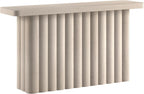 Henn&Hart 55'' Fluted Modern Rectangular Console Table, Ribbed Entryway Table, Sofa Table with Pedestal Base for Entryway, Living Room, Couch, Hallway, or Office, Beech White
