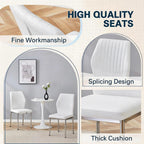 Dining Chairs Set of 6, Modern Upholstered Kitchen Dining Chairs with High Back, Faux Leather White Chairs with Metal Legs, Comfortable Armless Side Chairs for Dining Room Kitchen Living Room