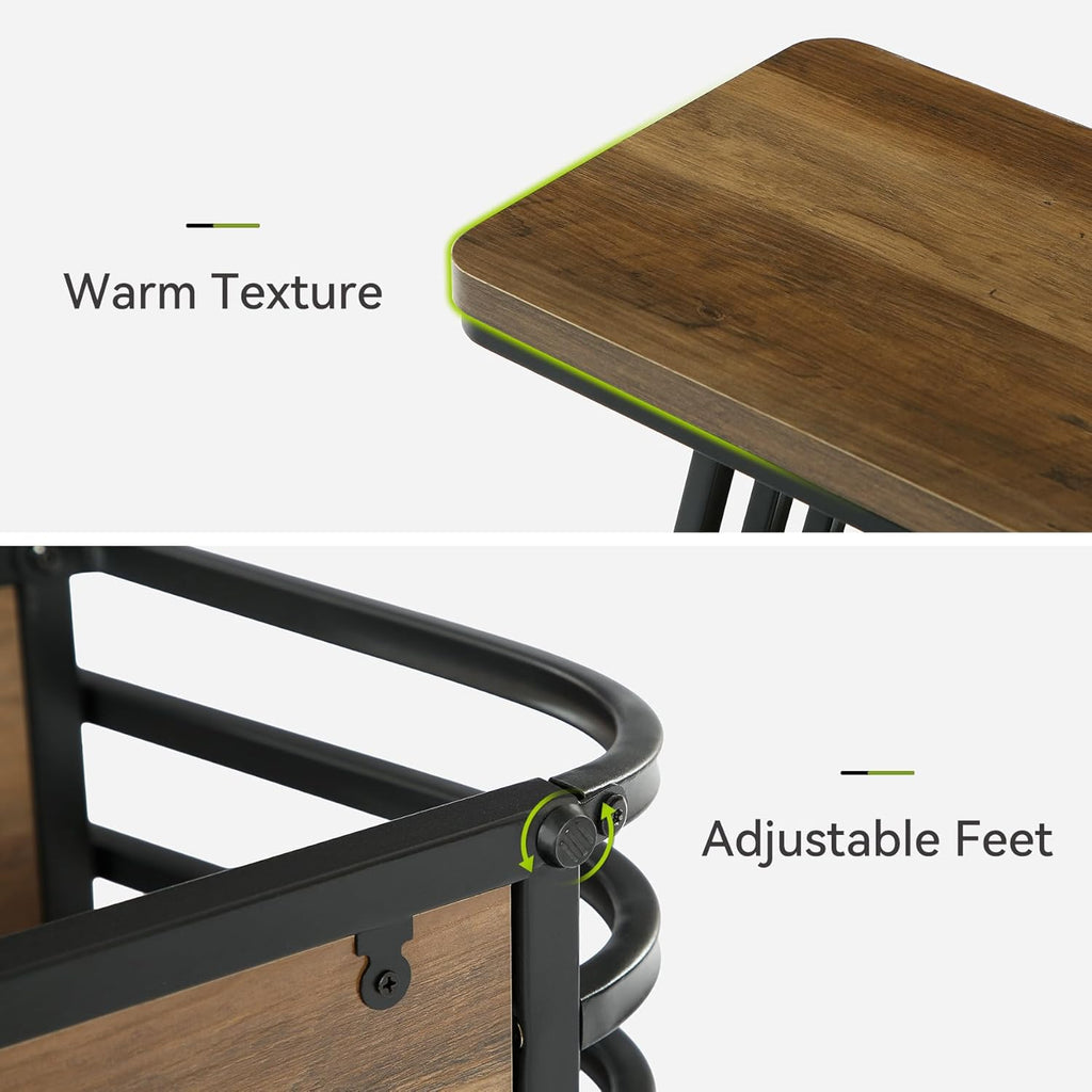 LITTLE TREE End Table for Living Room, 3-Tier Side Table for Small Spaces, Industrial Narrow Side Table with Storage Shelf in Oak Brown and Black