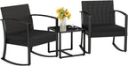 Homall Patio Furniture Set 3 Piece Resin Outdoor Bistro Set Rocking Patio Chairs with Cushions and Table for Porch, Poolside, Balcony and Yard (Black)