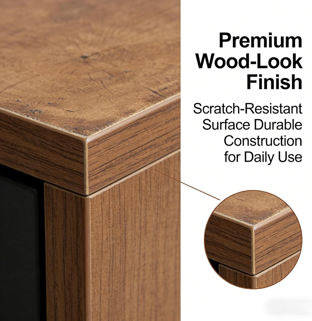 Modern Side Table with Geometric Design, Stylish Accent End Table for Living Room & Bedroom, Contemporary Black Accent Furniture for Home Decor (Natural)