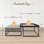 Jerry & Maggie Ø 27.5" Tempered Glass Coffee Tables for Living Room Modern Farmhouse, Square Glass Nesting Coffee Table Set of 2, Side Table 2-Piece Set