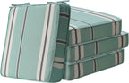 Unimatta Square Corner Seat Cushions, 18.5" x 16" x 3", Set of 4, Indoor Outdoor Water Repellent Universal Chair Pads with Ties for Patio Furniture, Garden Deck Dining Chairs, Aqua Stripe