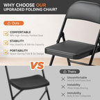 Upgrade 18% Thicker 6 Pack Folding Chair with Cushion Heavy Duty Folding Chair for Outside and Indoor Leather Padded Folding Chairs Durable Steel Frame for Home and Office Party