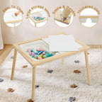 Frogprin Sensory Table for Toddlers 1-3, Kids Table with 3 Storage Bins Writable Lids, Sensory Activity Table, Play Sand Table for Indoor Outdoor