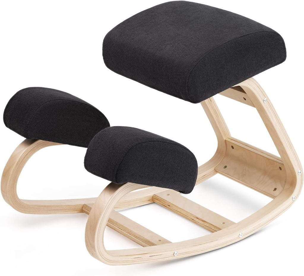 Ergonomic Kneeling Chair with Extra Padding - Posture Support Comfortable Desk Chair - Angled Rocking Stool & Balancing Seat - Natural Relief for Neck or Back Pain (with Extra Padding)