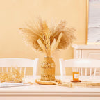 ZENS Rattan Boho Vase, Hand Woven Wicker Cover Glass Flower Vases for Pampas Grass, Artistic Boho Style Country Vase for Fall Flower Decor, Home Table Centerpiece, Farmhouse Decorative