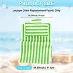 Beach Sling Chair Replacement Canvas, 16x44.5 Inch Folding Lounge Chair Fabric with Pillow for Beach/Sunbathing/Courtyard/Garden [Pinstripe Green, Only Replacement]