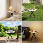 Oval Side Table, 10mm HPL Tabletop End Table, 110 lbs Detachable Small Side Table for Small Spaces with X-Shaped Iron Legs, Waterproof Scratch-Resistant Table for Living Room Bedroom Camping Picnic
