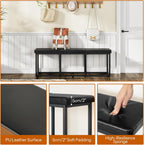 HOOBRO Dining Bench, Dining Room Bench with PU Leather Upholstered Seat, for Kitchen, Living Room, Hallway, Kitchen, Entryway, Bedroom, Black BB46CD01