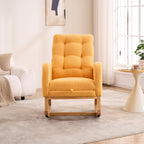 Rocking Chair, Nursery Rocker, Upholstered Accent Chair with Footrest, High Back Armchair for Living Room Bedroom, Yellow, Rubber Wood Legs, Side Pocket, 26.77D 38.36W 39.76H Inch