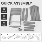 ORALNER Outdoor Adirondack Chair with Cup Holder, Plastic Resin Outdoor Deck Chair, 380 LBS Capacity, for Patio, Backyard, Porch, Balcony, Poolside, Garden, Lawn, Firepit (4, Gray)