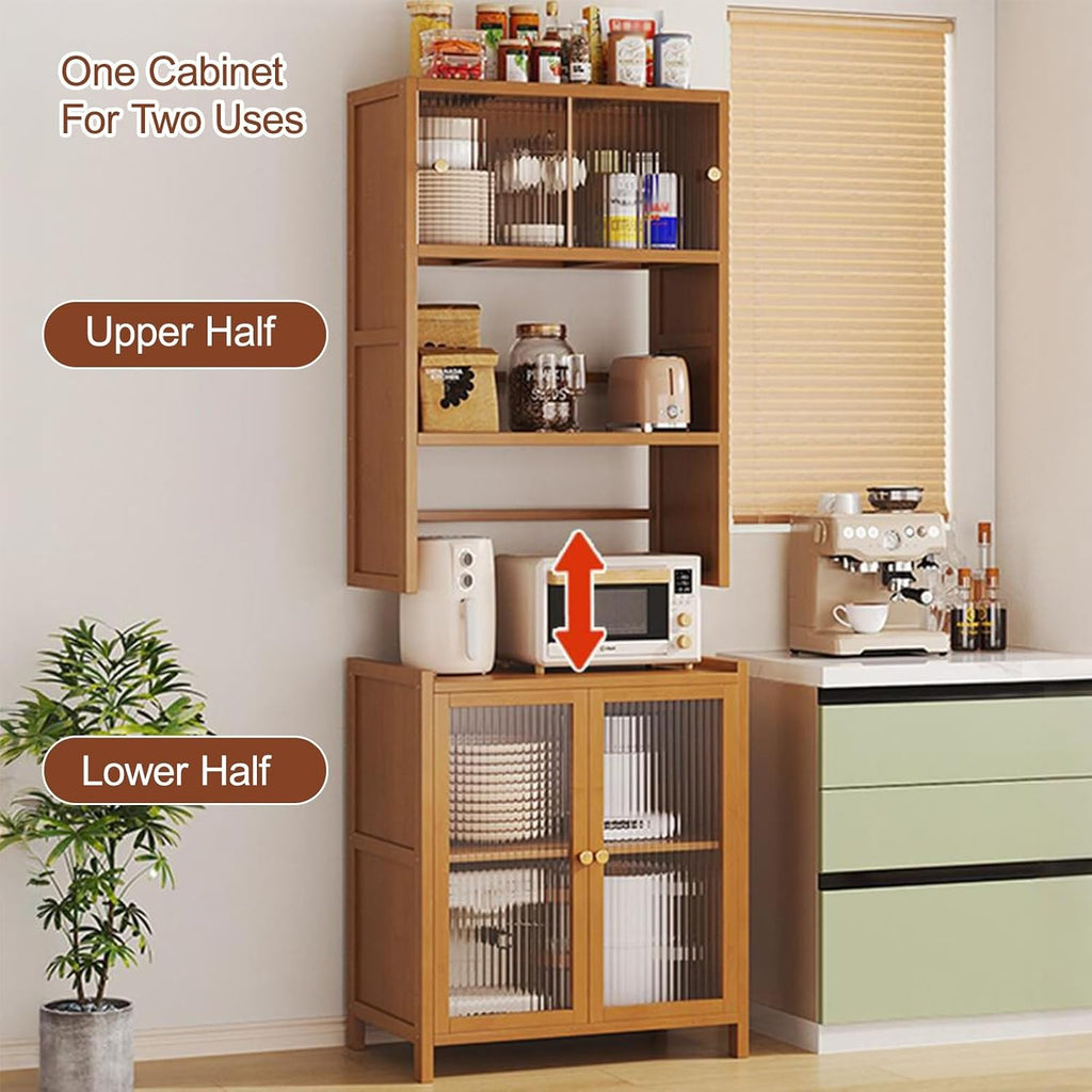 Wide Pantry Storage Cabinet, Pantry Storage Cabinet with Doors, Freestanding Kitchen Cupboard, for Kitchen, Bedroom, Dining Room, Office(163x63x31cm/64.2x24.8x12.2in)