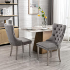 Rustic 7 Piece Dining Table Set, 62.99"-78.74" Extendable Dining Table & 6 Gray Velvet Dining Chairs with Stainless Leg, White Expandable Dining Room Table and Chairs Set