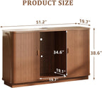 Coffee Bar Cabinet with Fridge Space, Liquor Wine Bar Cabinets with Wine Rack and Glass Holder, Mini Fridge Cabinet with Storage, Fluted Buffet Sideboard for Living Room, Home, Kitchen