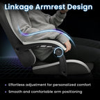 N-GEN GAMING Gaming Chair Video Game Computer Office Desk Use Ergonomic Reclining Backrest Adjustable Armrests Lumbar Support Footrest High Density Foam Breathable Fabric Heavy Duty Base (Black)