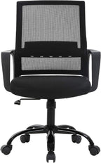 Office Chair Ergonomic Desk Chair Mid Back Computer Chair with Lumbar Support Armrests Breathable Mesh Height Adjustable Chair Rolling Swivel Chairs for Home Office,Black