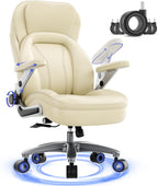 Big and Tall Office Chair, Heavy Duty Desk Chair with 5D Arms, Adjustable Lumbar Support & Height, Tilt Function, PU Leather High Back Ergonomic Executive Computer Chair