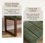 Bedroom Bench for End of Bed, 53.2" Modern Upholstered Chenille Fabric Entryway Bench & Window Bench, Footrest Stool Bench with Solid Wood Frame for Bedroom Living Room, Green
